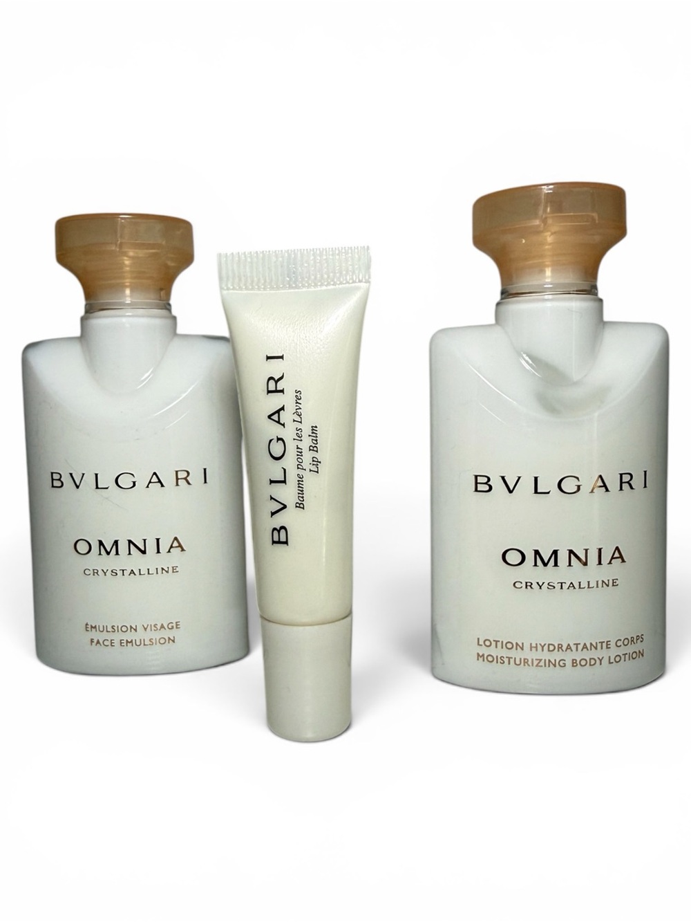 New Bvlgari Omnia Crystalline White and Gold Mini Skincare Set of 3